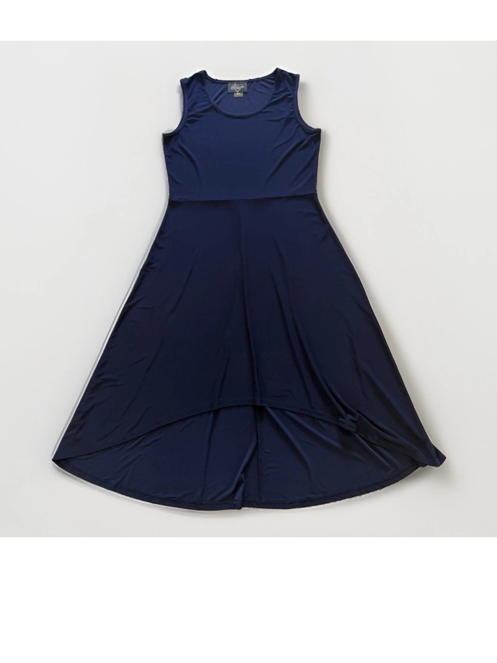 Tango Mango Crystaline Dress Midi Hi Low Navy Blue Slinky Dance Sleeveless Small
